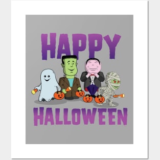 Cute Kid's - The Boo Crew - Cartoon Monsters - Happy Halloween Posters and Art